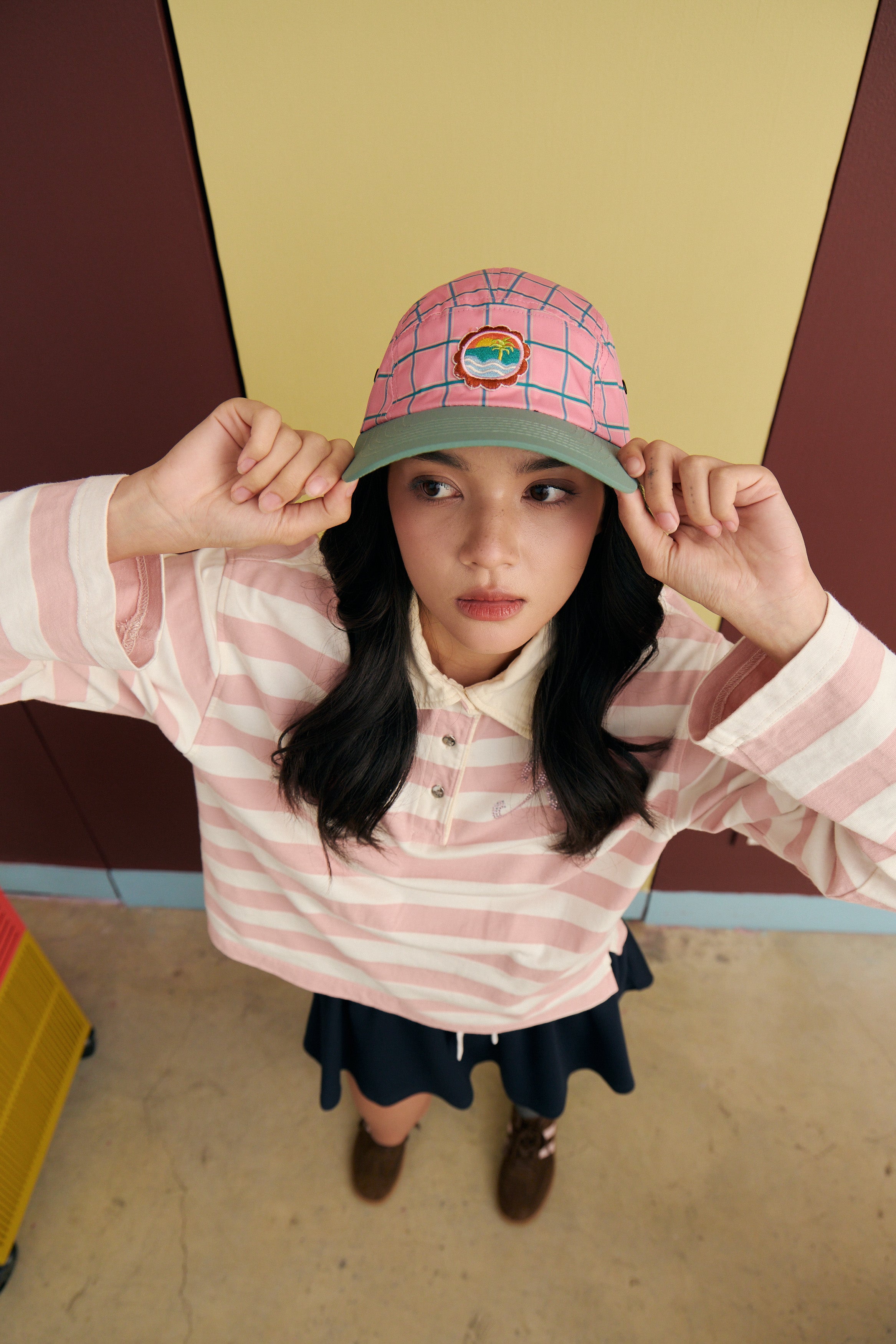 *Smitten By Pattern Collab* 5 Panel Cap - Pink Palm