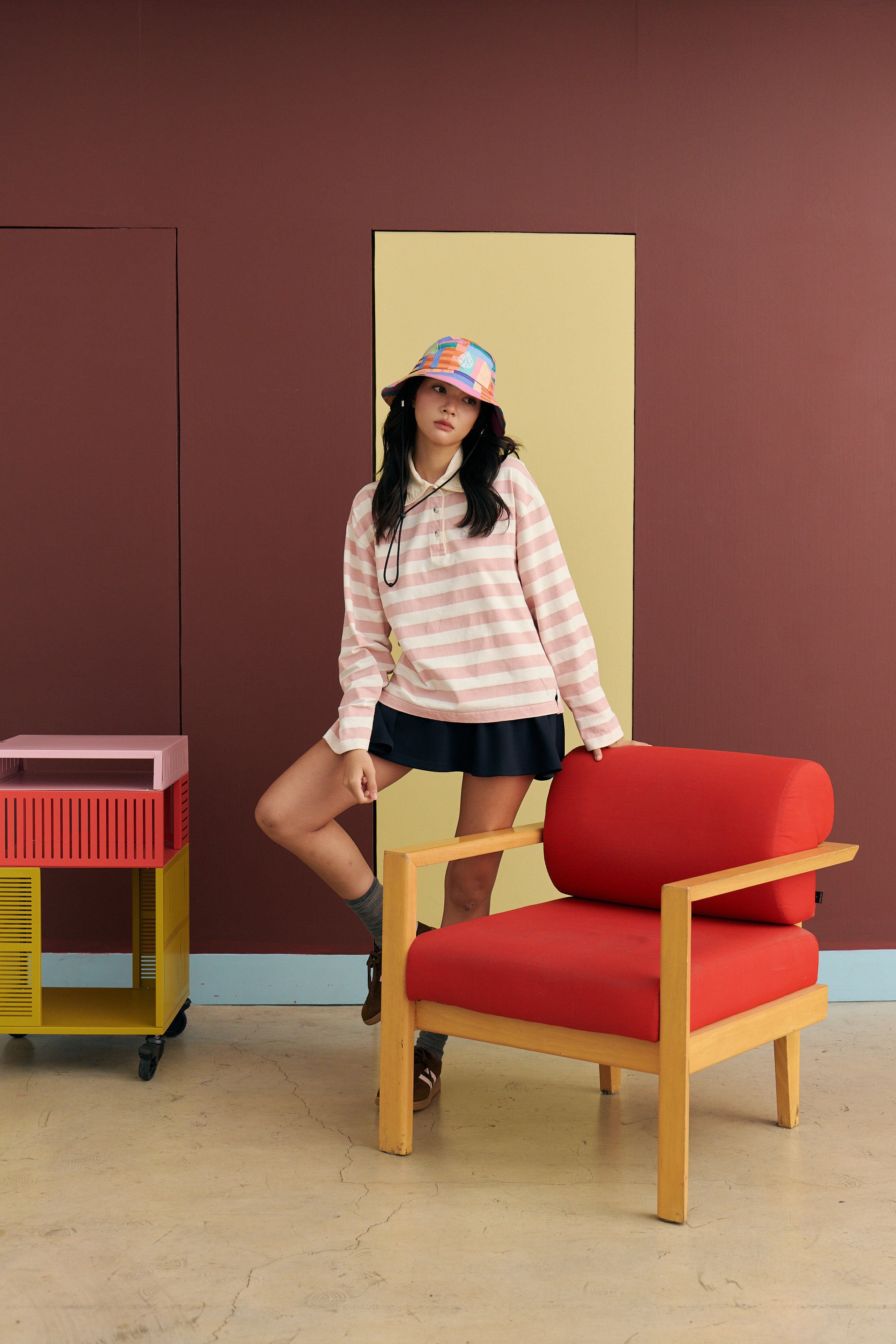 *Smitten By Pattern* 5-Panel Bucket Hat - Candy Grid
