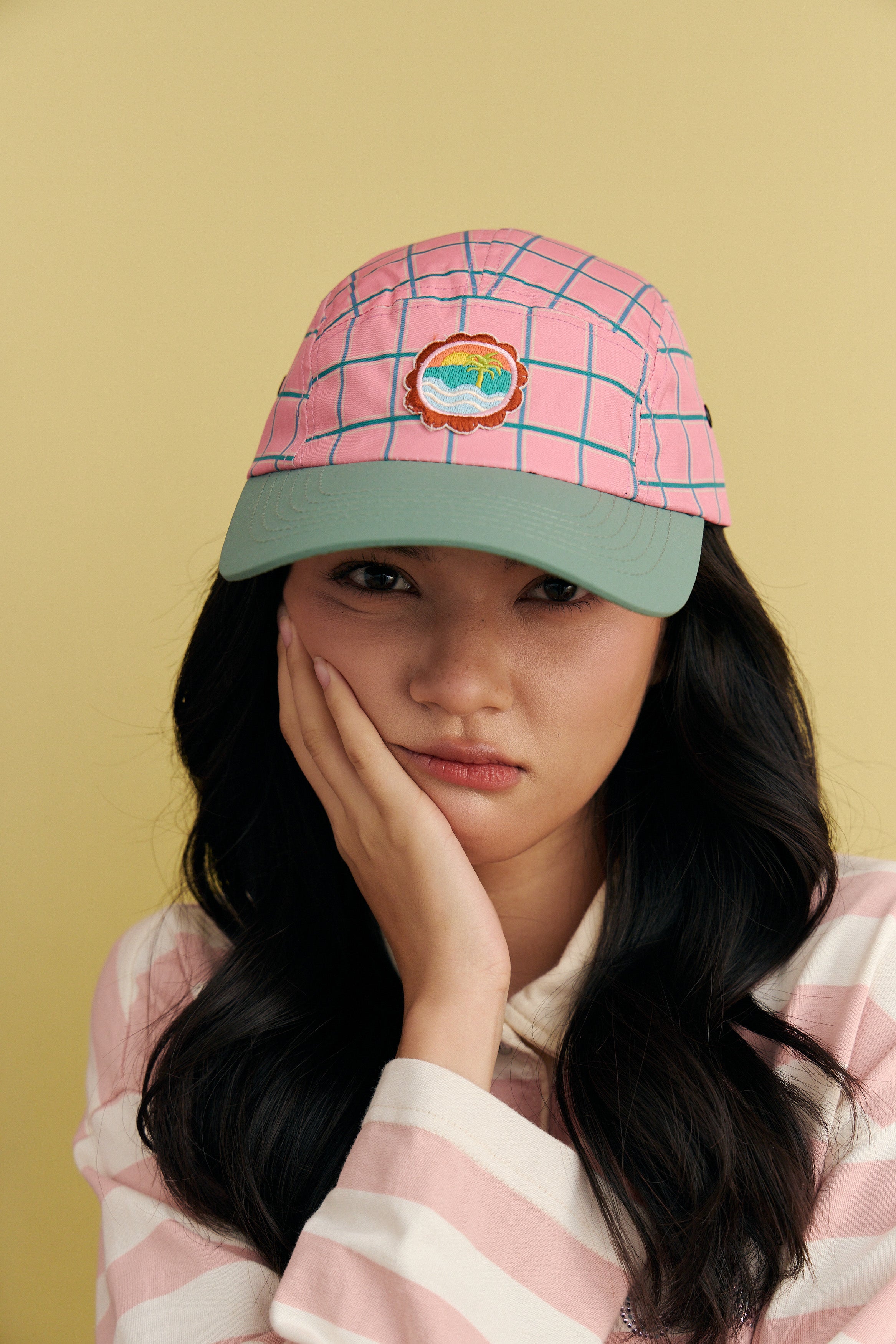 *Smitten By Pattern Collab* 5 Panel Cap - Pink Palm